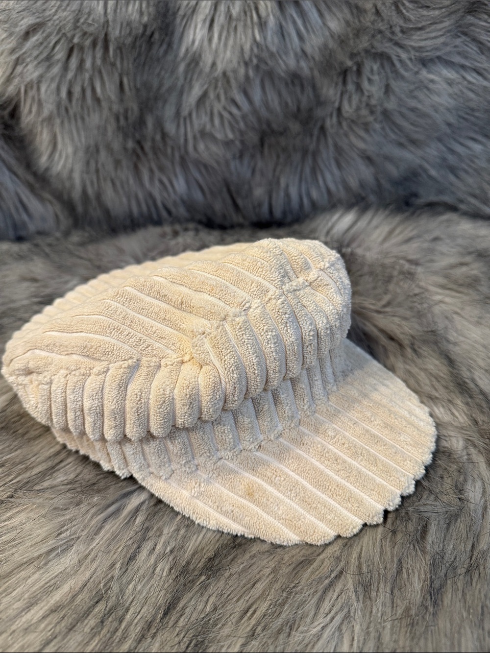 Free People Cream Ribbed Corduroy Newsboy Cap OS